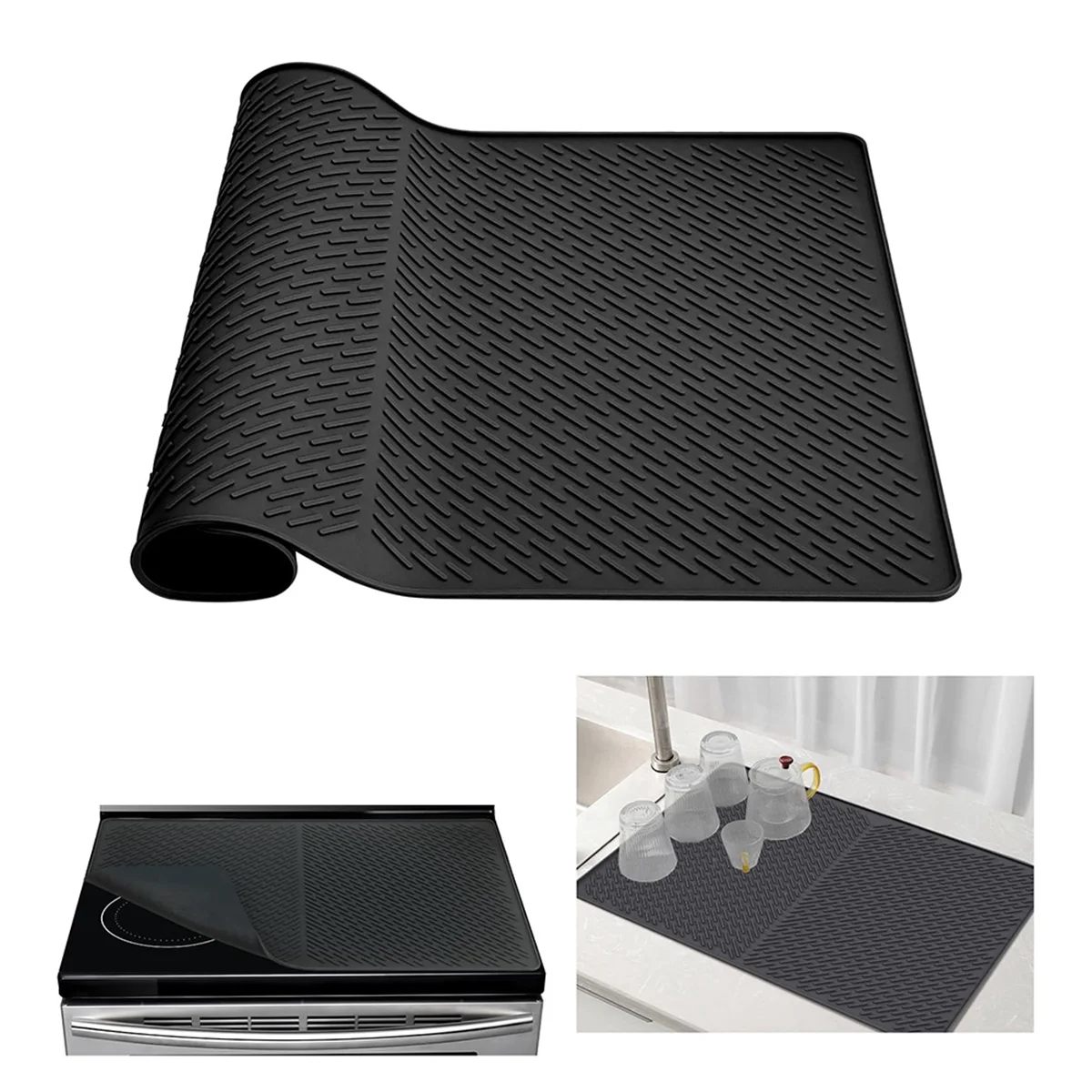 Silicone Stove Top Protector Mat 27.8x19.9 Inches Kitchen Silicone Glass Top Stove Cover Protectore Drying Mats