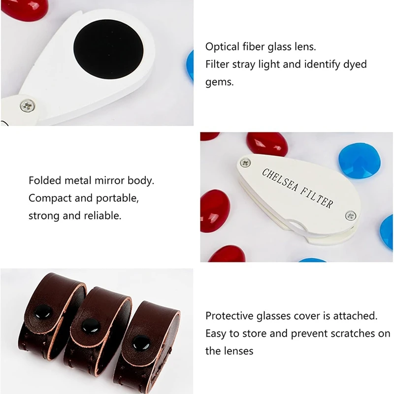 Lupa plegable con doble lente para joyería, lupa de joyería, filtro de Chelseas, 35X