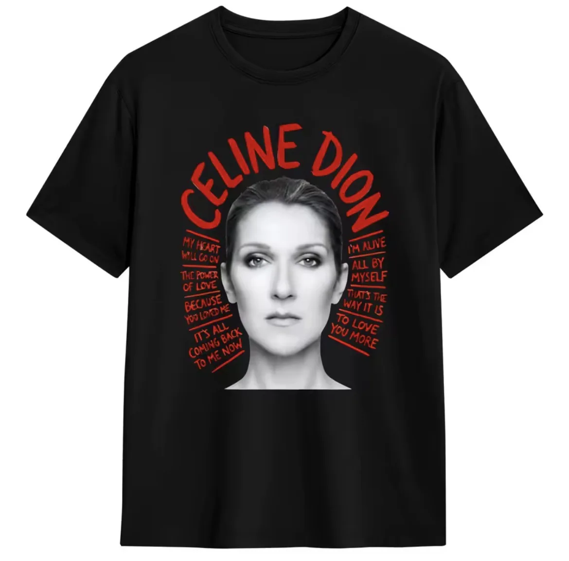 2026 New Family Matching Unisex Oversized T Shirt Vintage Celine Dion Paris 2026 Music Lyrics Front Print Black Streetwear Tops