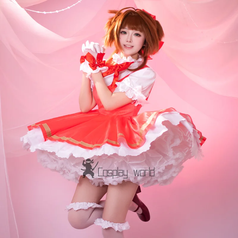 

Anime Cardcaptor Sakura Sakura Kinomoto Card Captor Wig Pink Lolita Dress Cosplay Costume Halloween Fancy Party Suit for Women