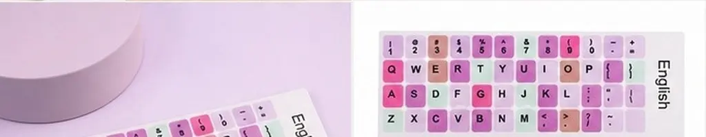 2Sheets Keyboard Language Replacement Sticker English Letters for Laptop Desktop Computers Education Self Study Fresh Look Worn
