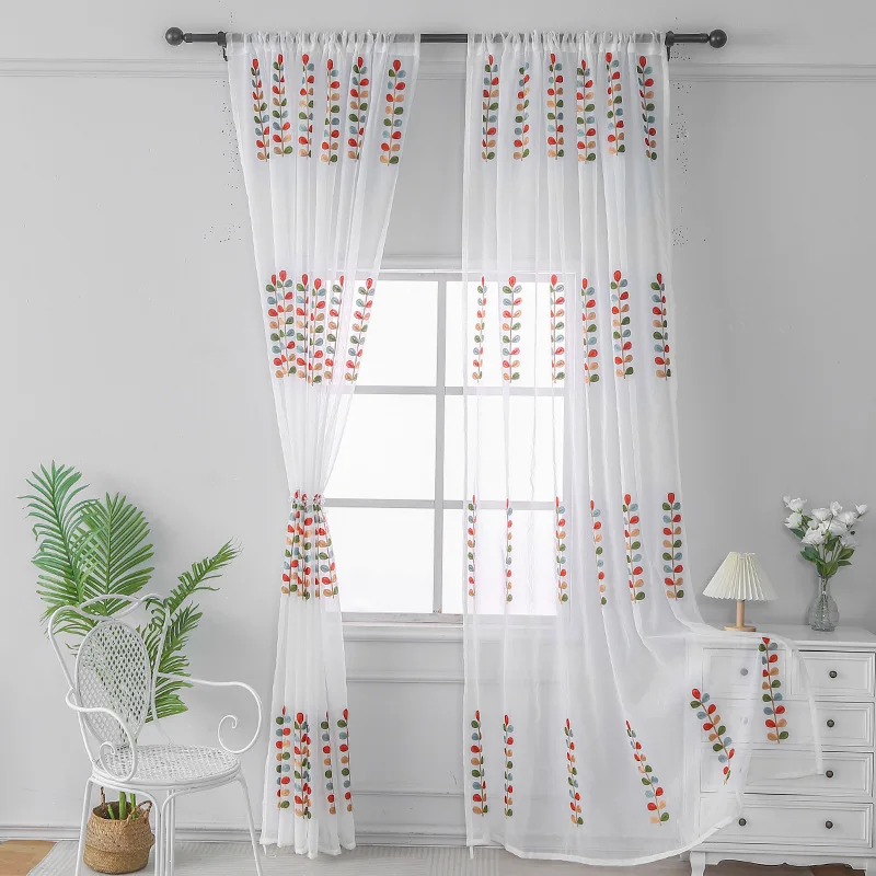 

White Sheer Curtain for Bedroom Balcony Drapes Living Room Home Decoration Embroidered Tulle High Quality Luxury Window Curtains