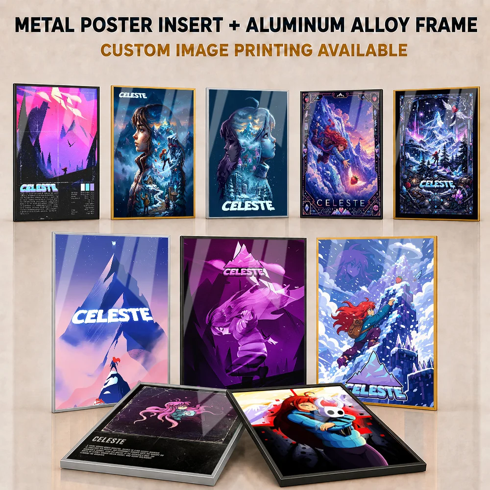 Celeste Framed Metal Poster Personalized Atmospheric Indie Adventure Wall Art Ideal For Media Lounge And Player Collector Gift