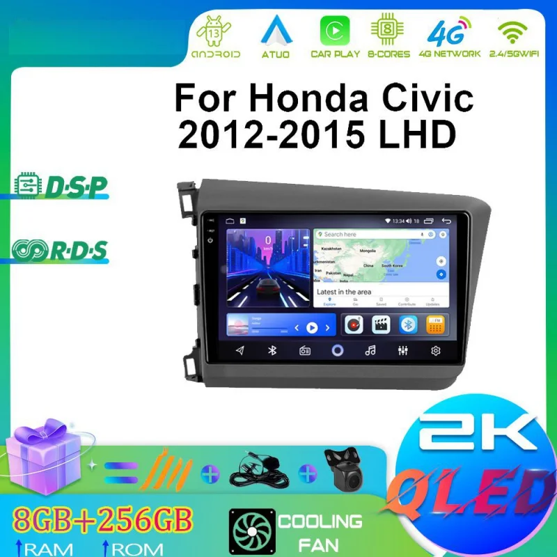 

For Honda Civic 2012-2015 LHD Car Intelligent Systems Android Car Player GPS WIFI Carplay 4G Car Radio Navigation Stereo