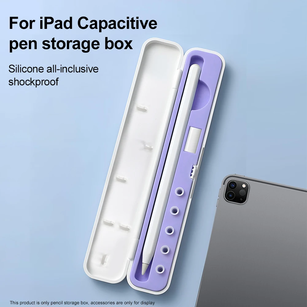 Multifunctional Pencil Storage Box For Apple iPad Pencil ABS Hard Shell Silicone Inner Liner Anti‑Drop Portable Protective Case