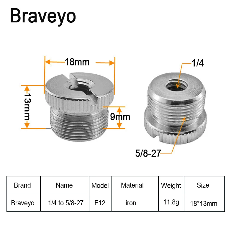 1/4 3/8 Inch to 5/8-27 Microphone Stand Conversion Screw Nut Accessories Shock Mount Cantilever Lever Fine Thread Screw