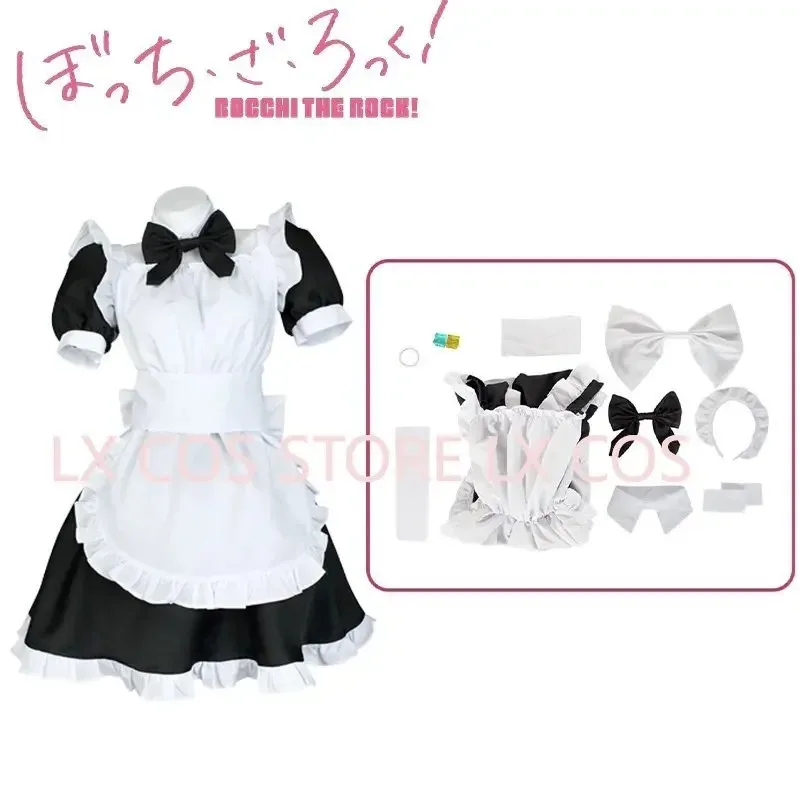 Gotou Hitori косплей Bocchi The Rock Gotou Hitori платье горничной черно-белое платье горничной Лолита Хэллоуин женская одежда