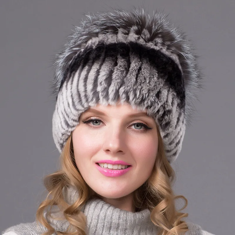 Otter Rabbit Fur Woven Women's Fur Grass Hat for Warmth Thickened Autumn Winter Women's Fox Fur Knitted Hat Special Offer