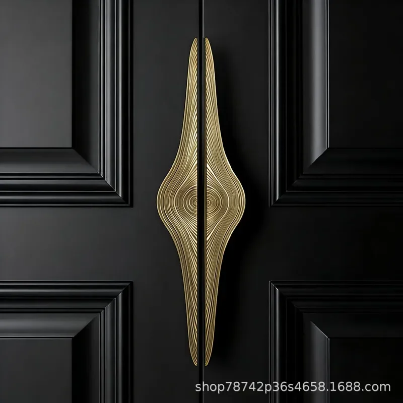 Light luxury door handle villa clubhouse double open glass door handle hotel box aluminum plate engraving push-pull handle
