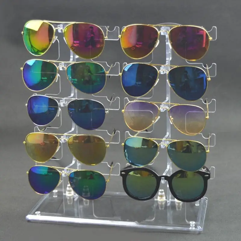 10 Pairs Sun Glasses Display Stand Rack Storage Holder Frame Display Stand Eyeglass Collections for Home or Store