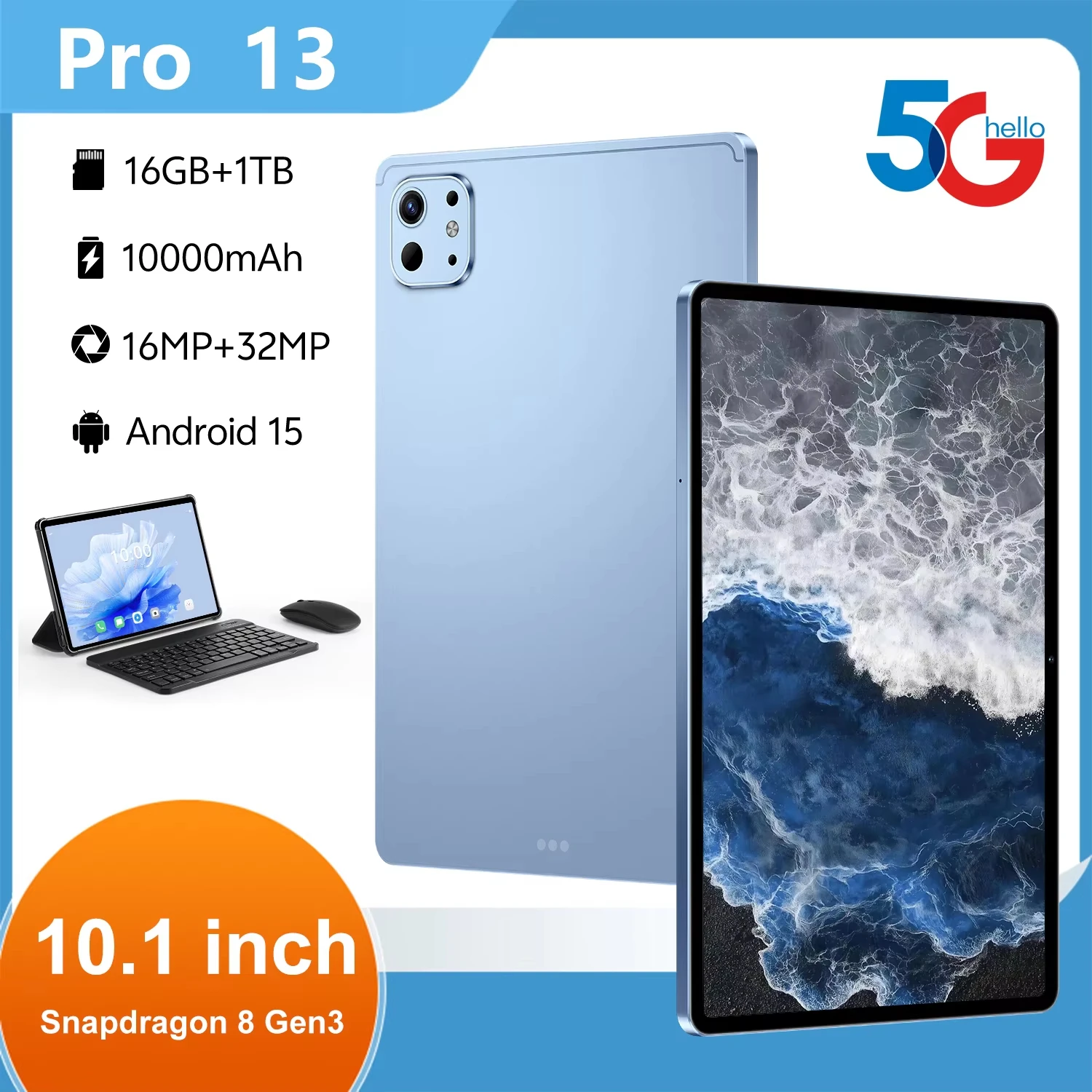 2026 New Original Tablet Pro 13 Snapdragon 8 Gen3 10.1inch Android 15 16GB+1TB 10000mAh 5G Dual Card WiFi GPS Tab