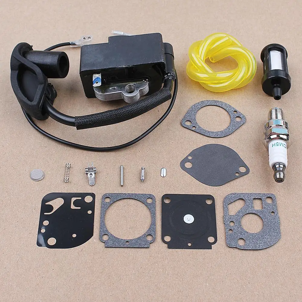 Kit de reparación de carburador de bobina de encendido, Kit de línea de filtro de combustible para motor Stihl FS87 FS90 FS100 HL100 HL95 KM90 HT100 KM100 KM130