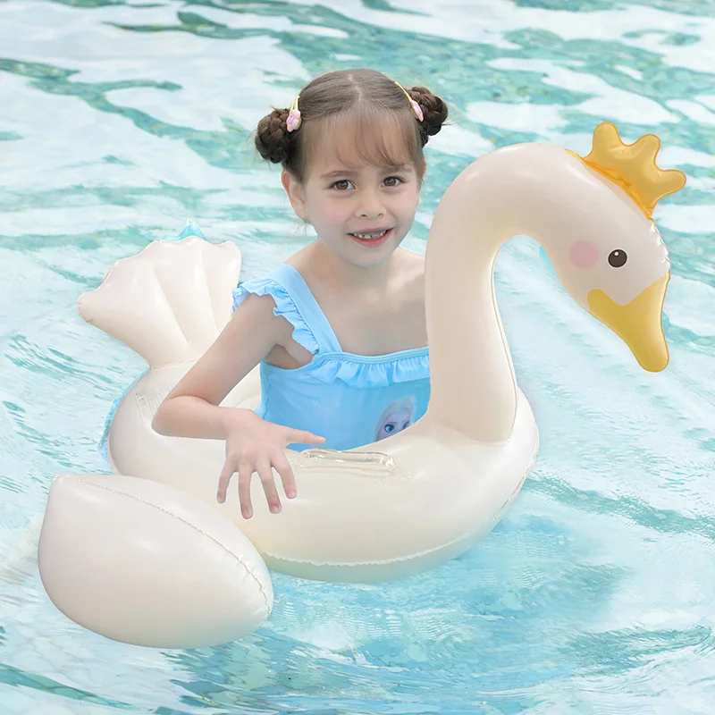 3-6 years old water toys with canopy anti-rollover sunshade boat swan seat children's swimming ring pvc float  pool floaties