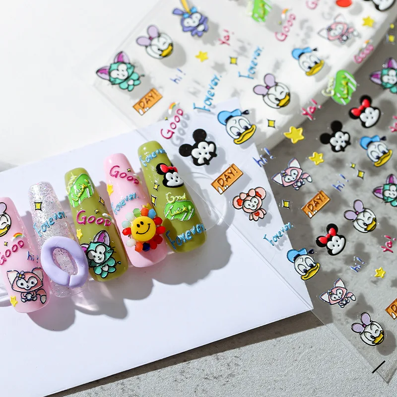 Disney Cute Stitch Mickey Mouse Nail Stickers Nail Art Supplies Disney Princess Dumbo 5D Stickers Nail Art Decoration Nail Parts