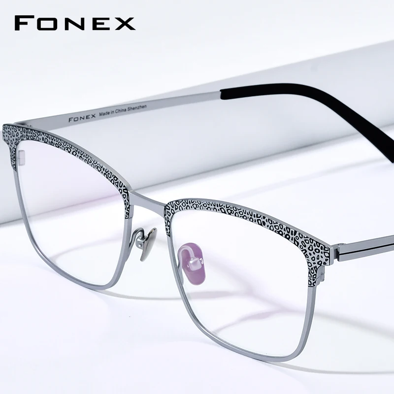 FONEX Pure Titanium Eyeglasses Frame Men Brand Design Square Glasses Japanese High-end Quality Ultralight Eyewear 85902