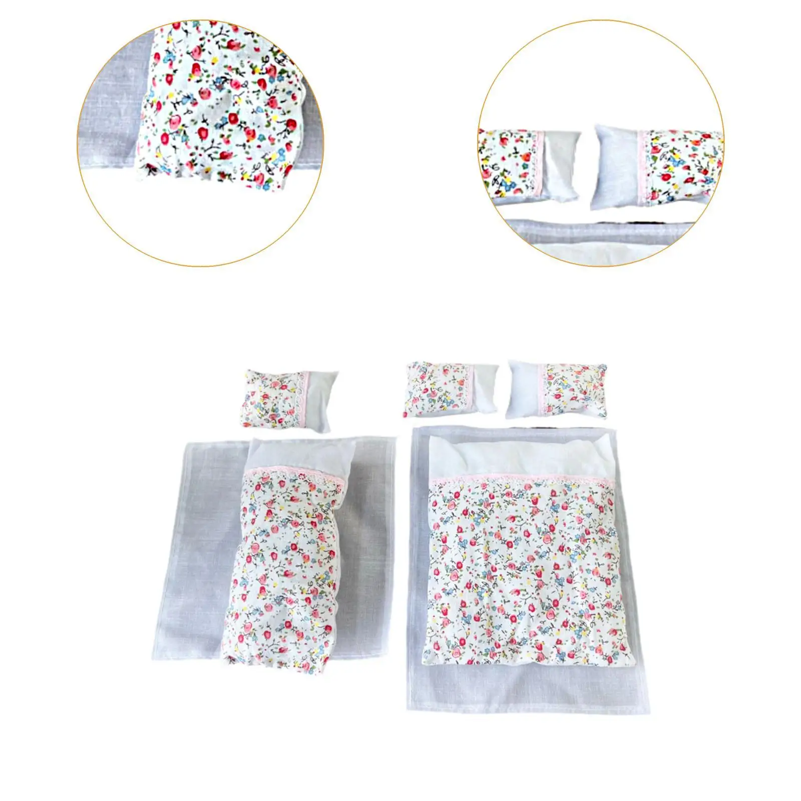 Los accesorios de cama para muñecas incluyen 2 sábanas, 2 edredón y 3 almohadas, regalo navideño para niñas, juego de simulación para cunas de muñecas de 10-25cm