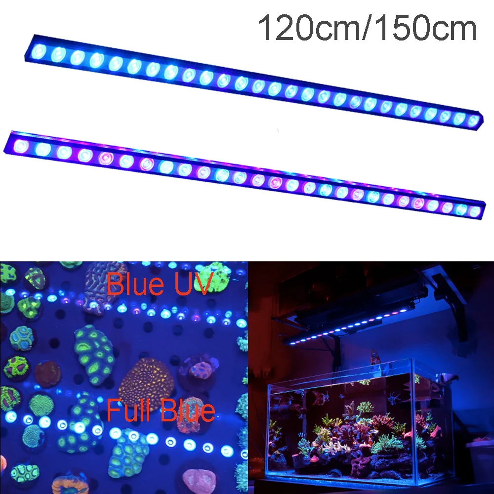 Reef Blue UV LED Bar Light, 120cm, 150cm, Full Spectrum, DIY Aquarium Bar for Coral Marine Use with Dimmer Timer or Replacement