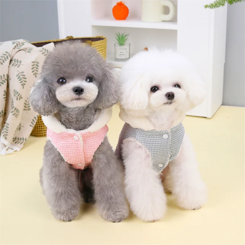 24 Autumn/Winter New Cute and Fun Casual Hooded Coarse Fabric Comfortable Cotton Plush Dog Pet Double Traction Cotton Coat