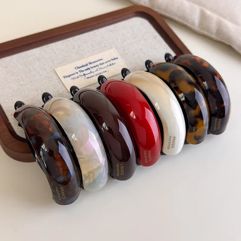 Retro Acetate Simple Temperament High Ponytail Buckle Clip Barrettes Headband Twist Hair Clips Womans Girls Temperament Hairpins