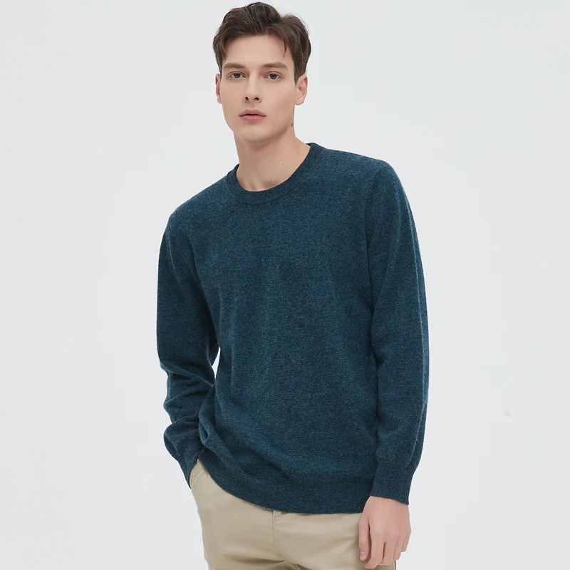 Autumn and Winter Men Casual Solid Round Neck Long Sleeve Loose wool Sweater