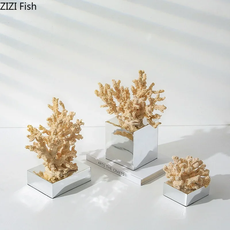 Ocean Coral Sculpture Statue Resin Ornaments Living Room Furnishings Exhibits Model Home Accessories Decoration Crafts