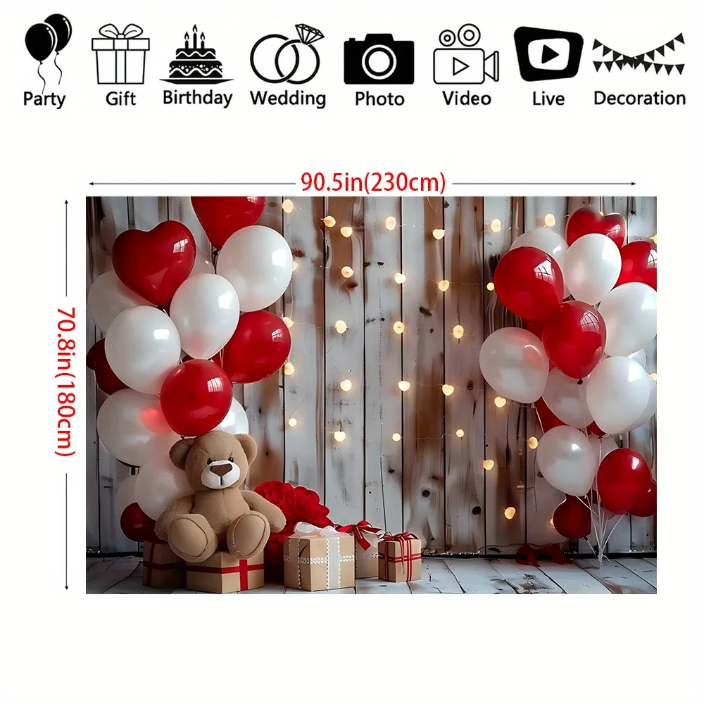 1pc Valentine\'s Day love themed photography background cloth - Polyester banner for parties and special occasions with hearts, b