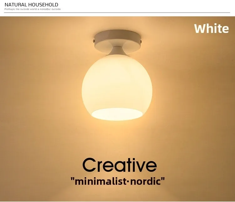 Flicker‑Free Nordic Minimalist Glass Flush Mount Ceiling Light, Ambient Lighting for Entryway, Balcony & Kitchen Over Sink