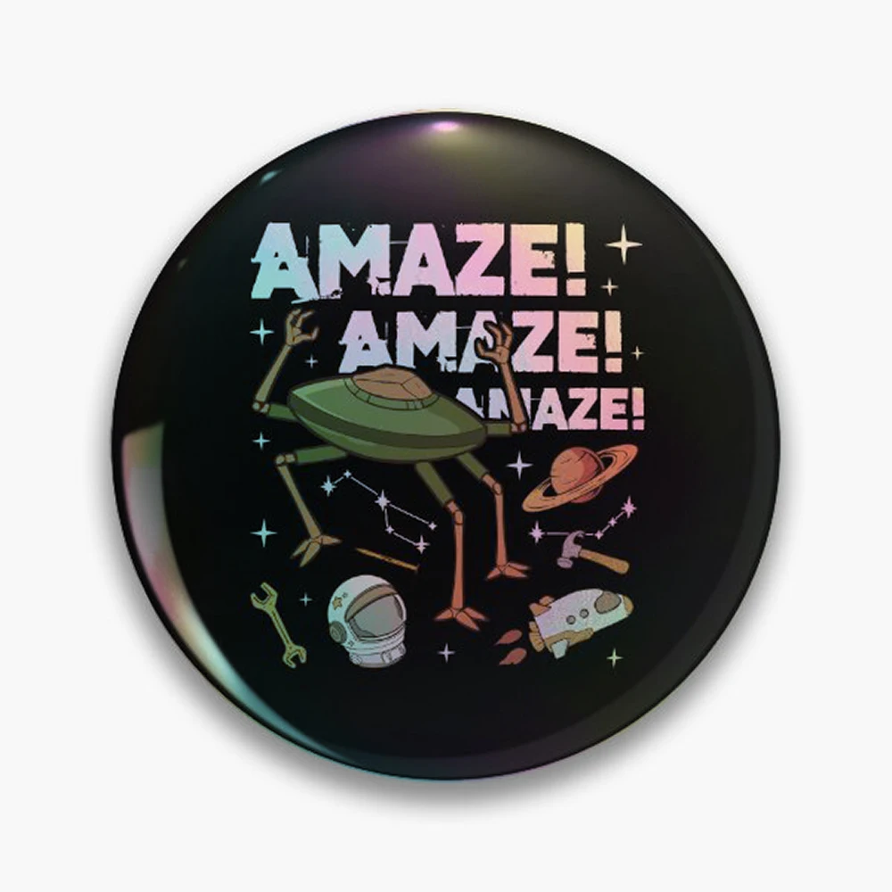 Rocky Amaze Amaze Amaze Pin Holographic Star Heart Pin Brooches Laminated Button Fashion Accessory