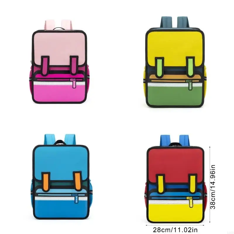 X90D 3D Cartoon Backpack for Kids School Bag Bag Bag Bag Bag Daypack مناسبة للأنشطة المدرسية والرحلات القصيرة #6