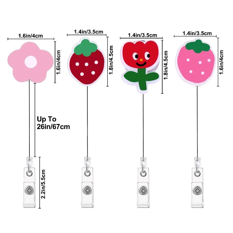 Flower Retractable Nurse Chest Badge Reel Clip Holder Students Doctor Work ID Card Holder Keychain Gifts Accessories