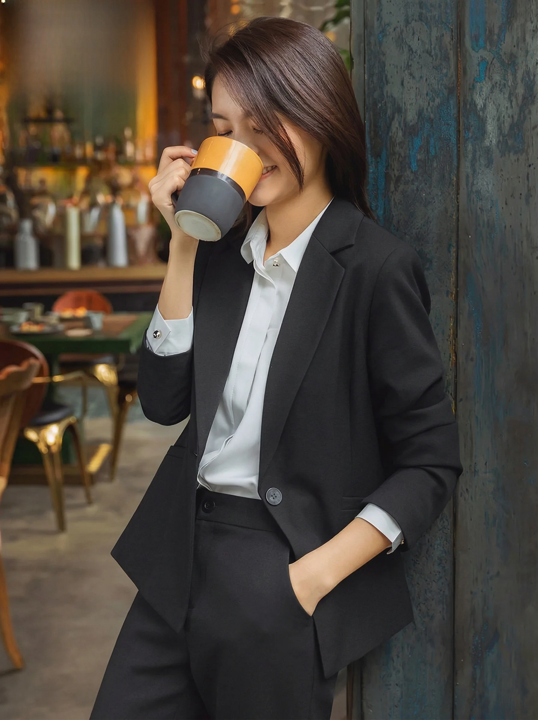 

Ele Women's Suit Set Interview Outfit Government Employee Profional Clothing Small Size Work orm irt And Pants