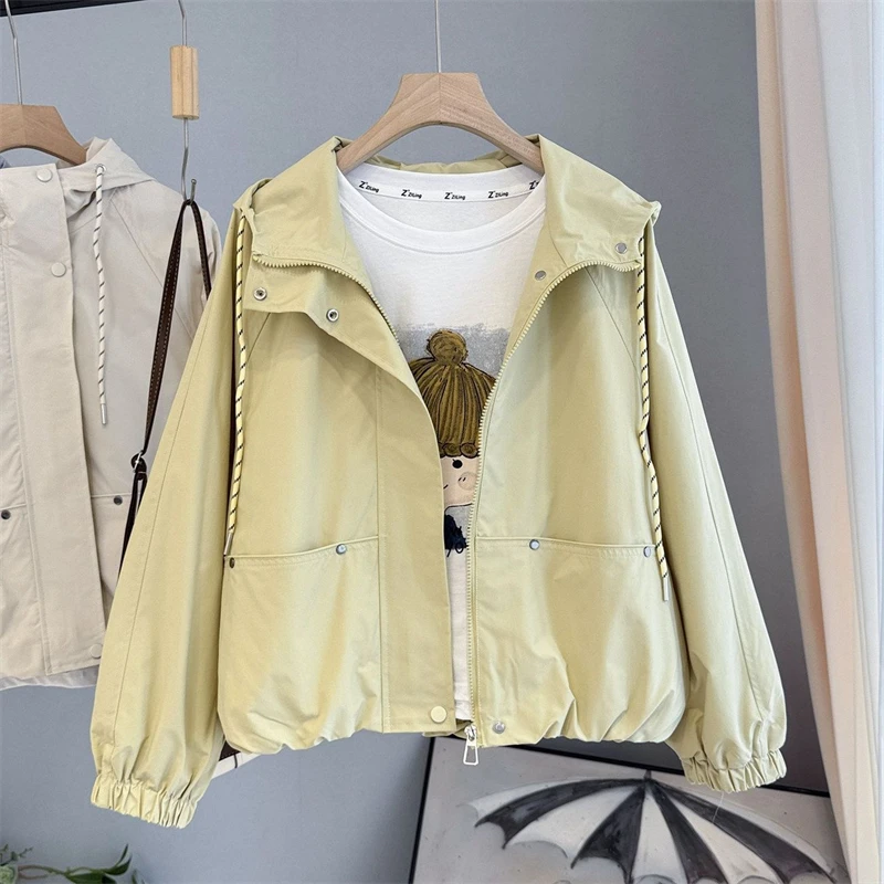 

Korean Hooded Assault Jacket Women's Spring Autumn 2026 New Style Small Loose Casual Age Reducing Top Windproof Jacket Trendy