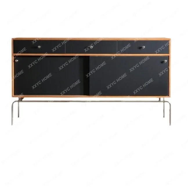 

Solid Wood Sideboard Integrated Wall Household Minimalist Saddle Leather Locker Living Room