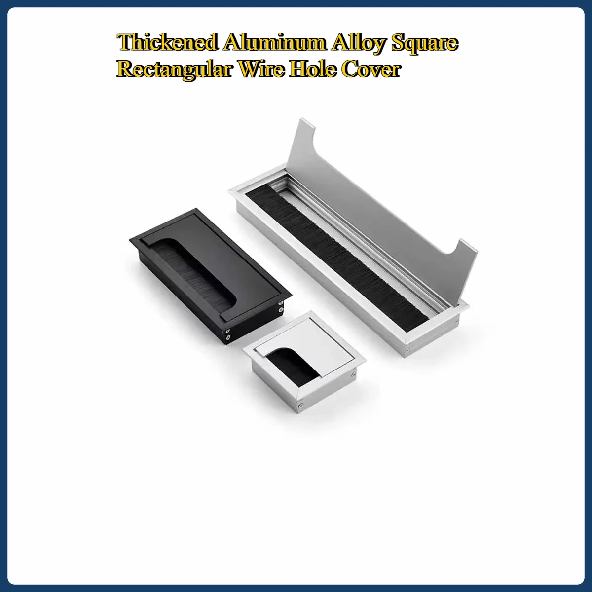 Thickened Aluminum Alloy Square Rectangular Wire Hole Cover, Office Desktop Computer Desk Threading Box Cover Plate
