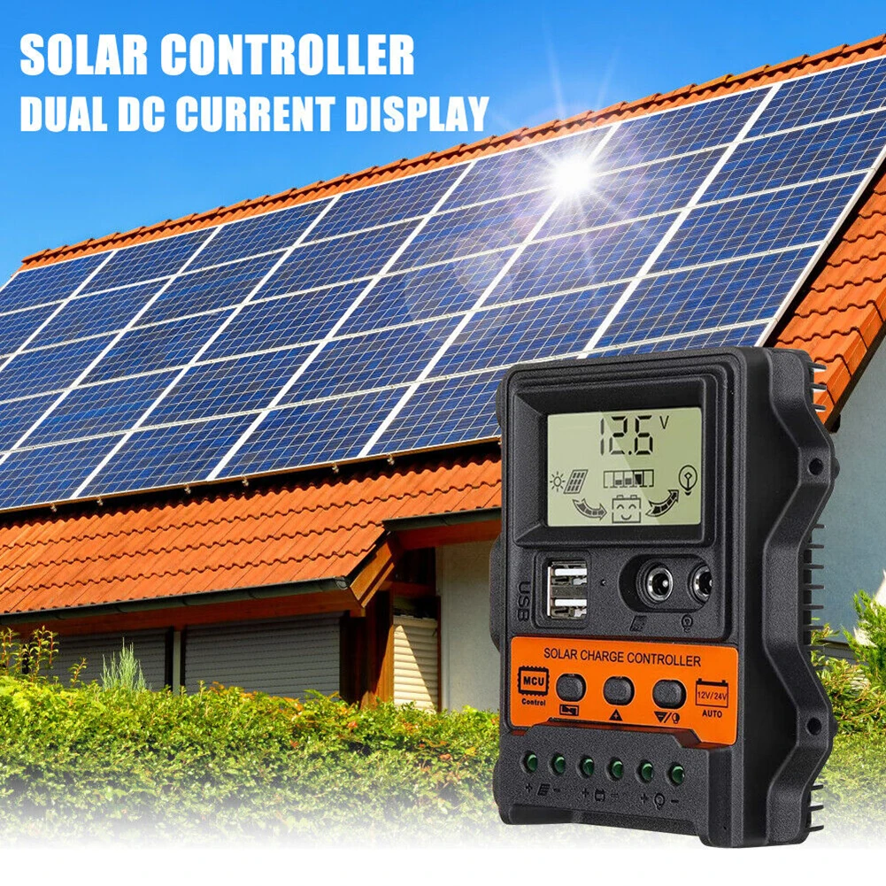 

30A Solar Charge Controller 12V/ 24V Solar Panel Regulator With LCD Display Dual USB Port PWM Auto Paremeter