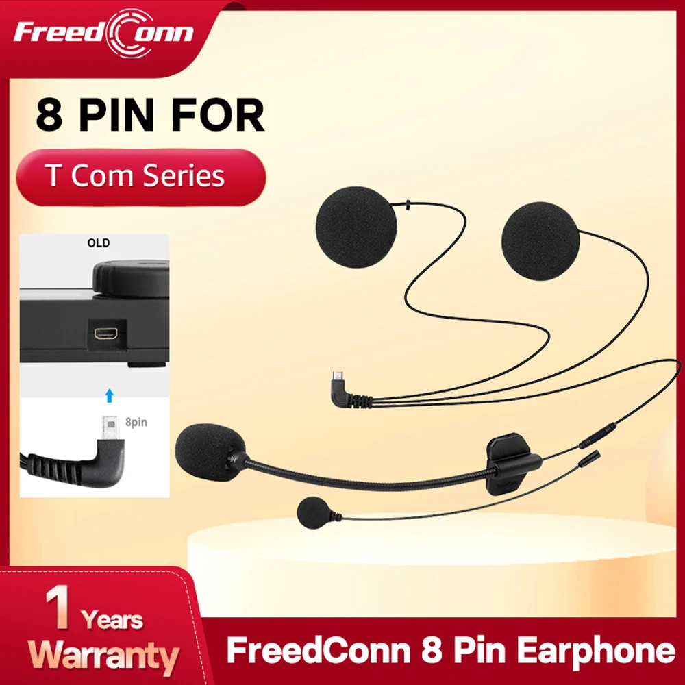 Freedconn Motorcycle Intercom Accessories 8Pin Hard Soft 2 in1 Earphone for T COM SC VB FDC 01 COLO T-MAX T-REX Any Face Helmet