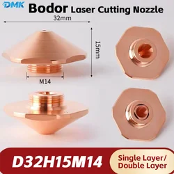 Bodor Laser Cutting Nozzle D32 H15 M14 Big Size Copper Cut Nozzles Single/Double Layer Hexagonal Nozzles For Fiber Laser Cutting