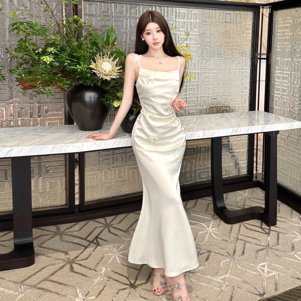 

Ele Sexy Fi Tail Gown из атласного материала Slim Fit с высокой талией Длинное вечернее платье Идеально подходит для женщин в возрасте 8–24 лет