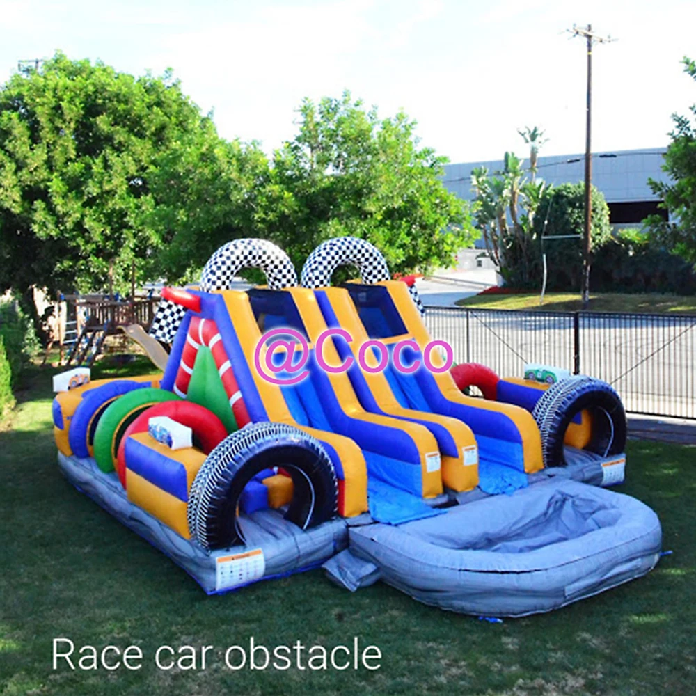 

free sea ship to port, Commercial Inflatable race run tunnel obstacle course with slide for children, inflatable slide with pool