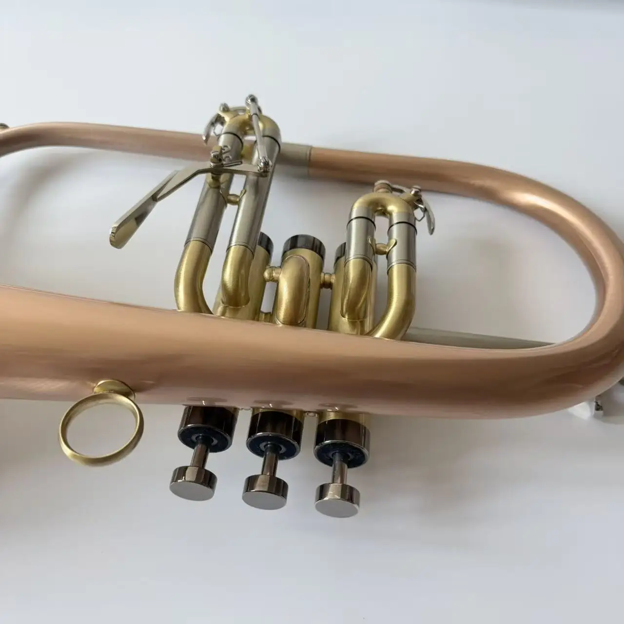 Copper Brass Material Black Nickel Plated Button Nickel Silver Slide Tube Drawing Vintage Finished Flugelhorn for Professional
