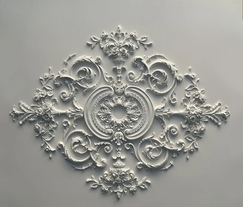 PU light plate French light luxury living room ceiling decoration imitation plaster line engraved light plate combination