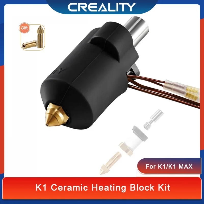 

Creality K1 Ceramic Heating Block Kit 300°C High Temp. High Flow Printing/Thermal Conductivity for K1/K1 Max 3D Printer Parts