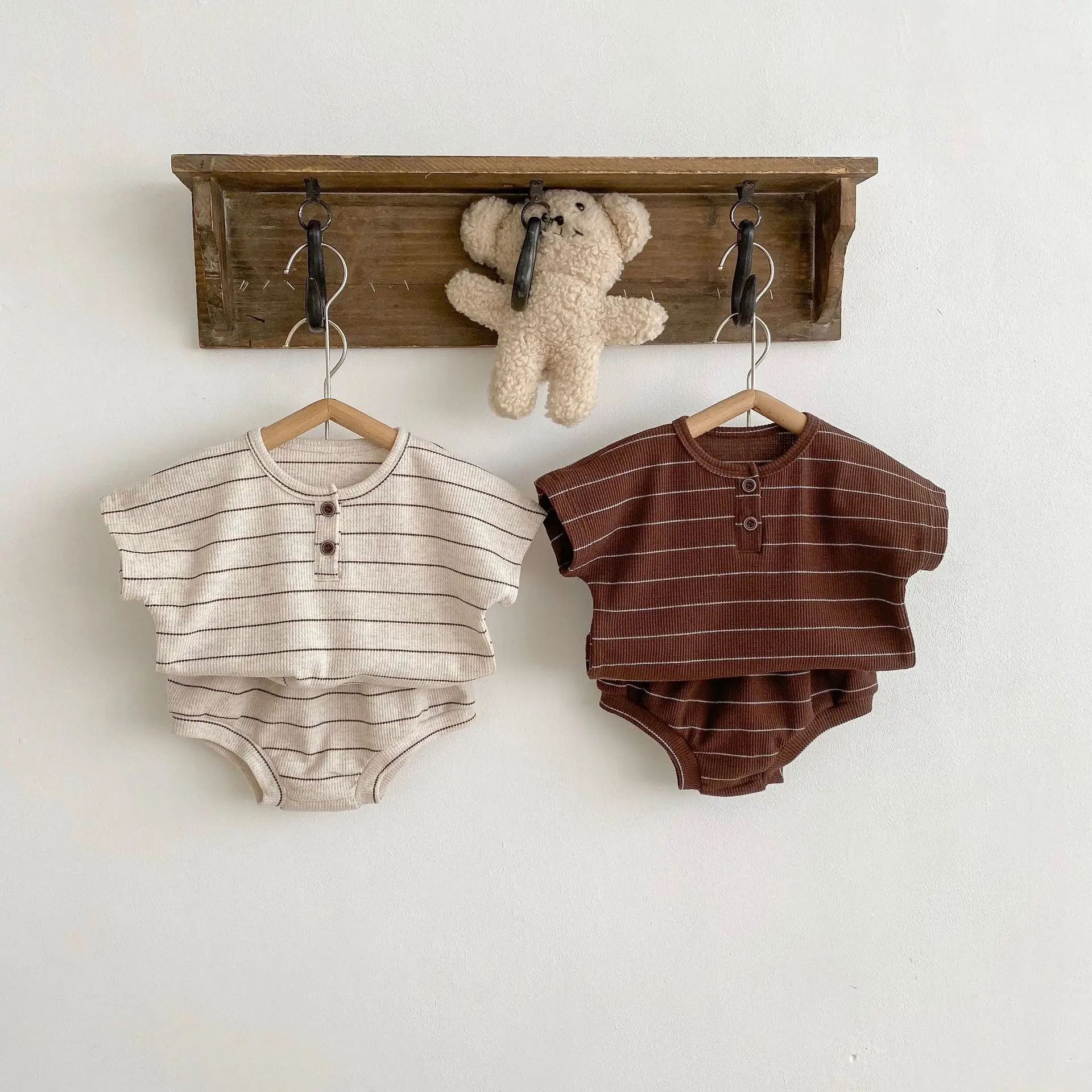 2025 Summer Baby Clothing Set Striped Tee and Bloomer Two Piece Boy Clothes Suit Outfits Infant Cute Pure Cotton Clothing Set