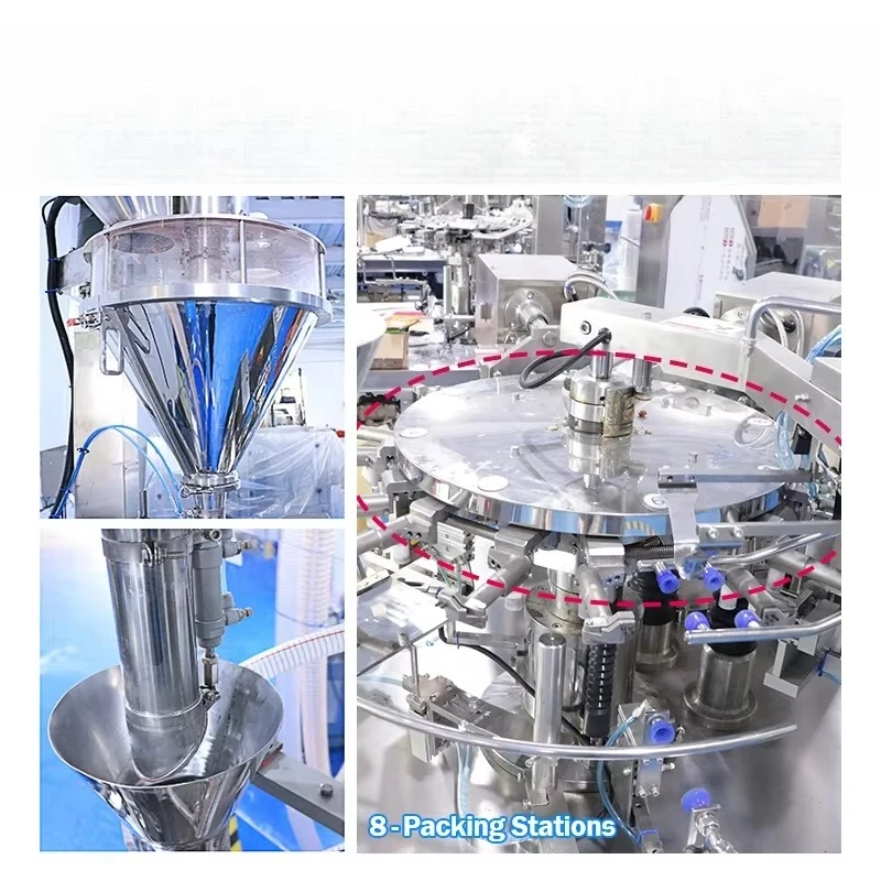 Pó de lavagem de amido de saco pré-fabricado multifuncional rotativo totalmente automático