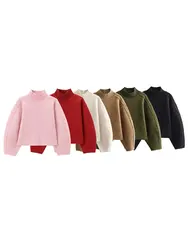 HH Sweatshirts For Women Autumn Casual Loose Turtleneck Long Sleeve Pullover Sweater Female Fashion Chic Top Pullovers