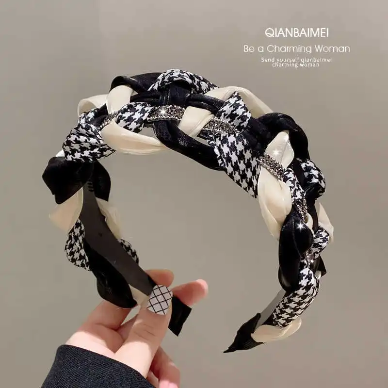 

Dongdaemun, South Korea, Qiandongge headband, women's wide-brimmed headdress, rhinestone temperament, advanced sense,