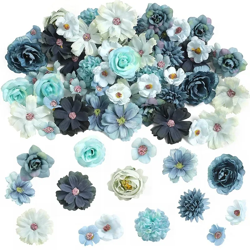 46Pcs Mix Artificial Flowers Silk Fake Flower for Home Decor Wedding Marriage Decoration Party Supplies DIY Craft Gift Ornament