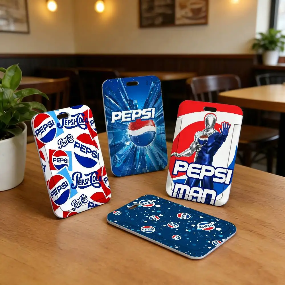 brand P-Pepsi  Card Covers Holders Case Students Bus Card Cover ID Badge Holder with Lanyard