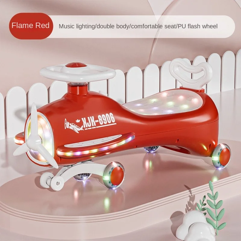 Kinder drehen Auto Baby Roller Auto 1-6 Jahre alte Kinder sitzen Universal Kinder Roller Fahrt auf Spielzeug mit Musik Licht