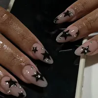 24pcs detachable sweet cool ballet false nails with star y2k designs acrylic press on nails coffin almond fake nails with glue